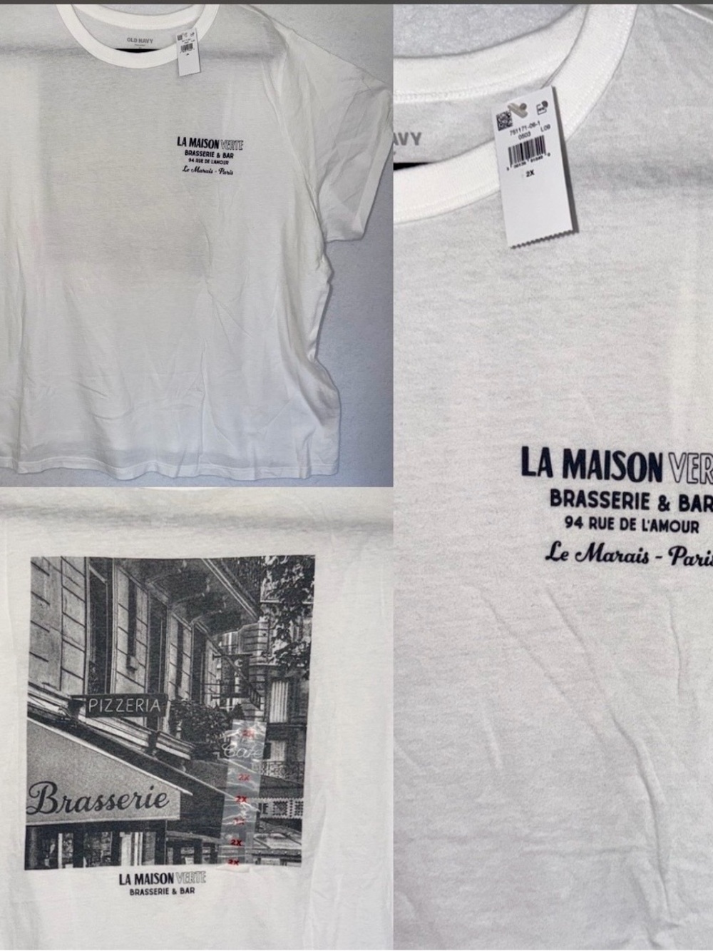 Old Navy La Maison Verte Paris White Short-Sleeve Tee with La Maison Chest Print